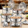 VEVOR Chafing Dish Buffet Speisenwärmer mit 4 Behältern in voller Größe (4,7 L pro)
