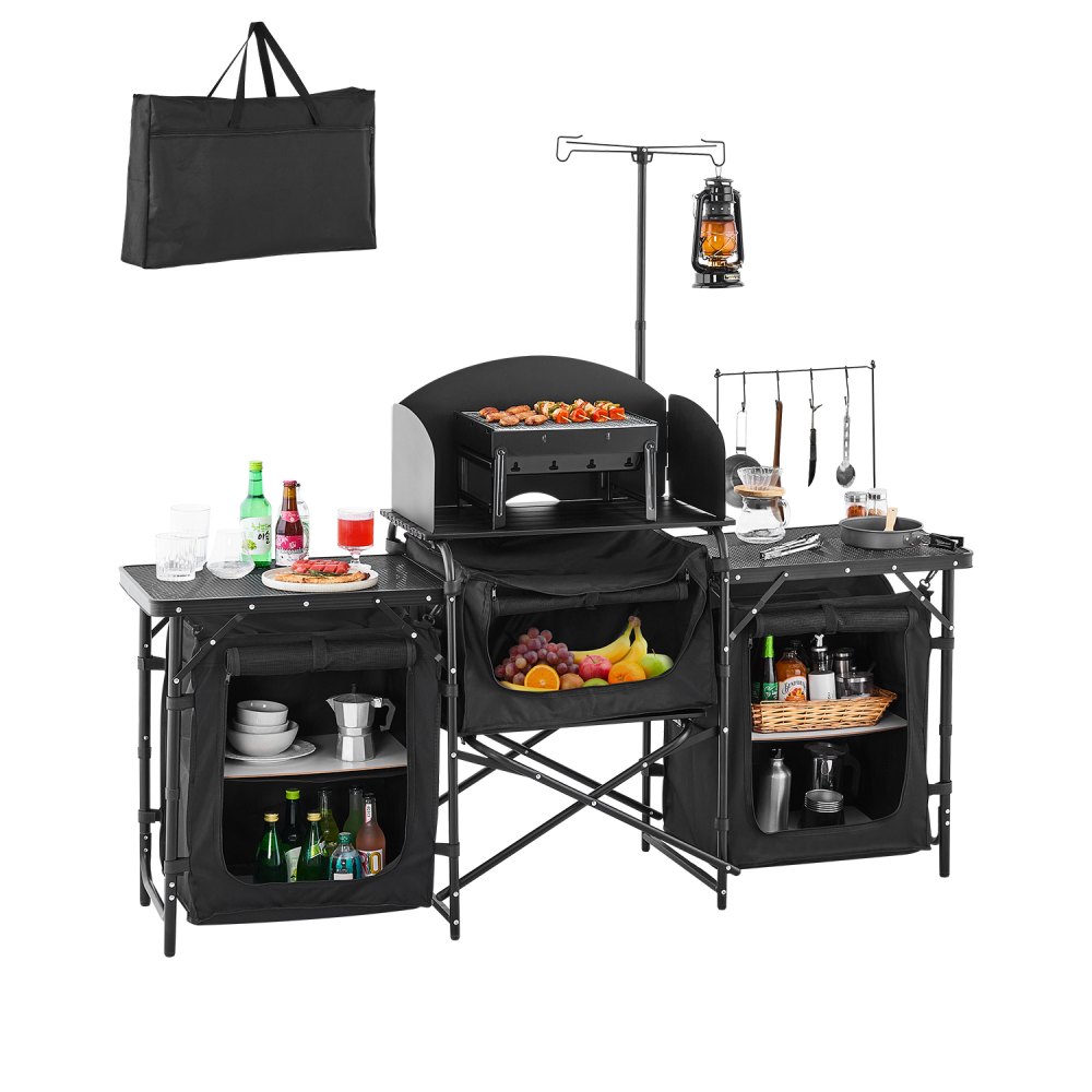 VEVOR Camping Küchentisch Outdoor Kochtisch, & abnehmbarer Windschutzscheibe