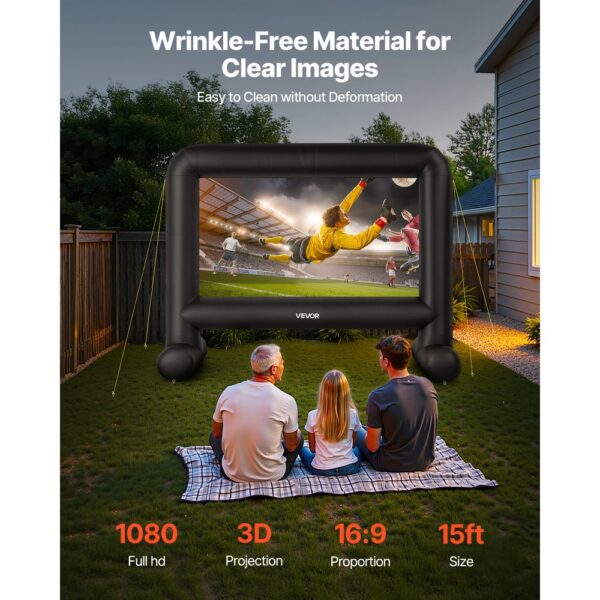 VEVOR aufblasbare Filmleinwand Projektion Beamer Leinwand aus 600D, 16:9 – Bild 2