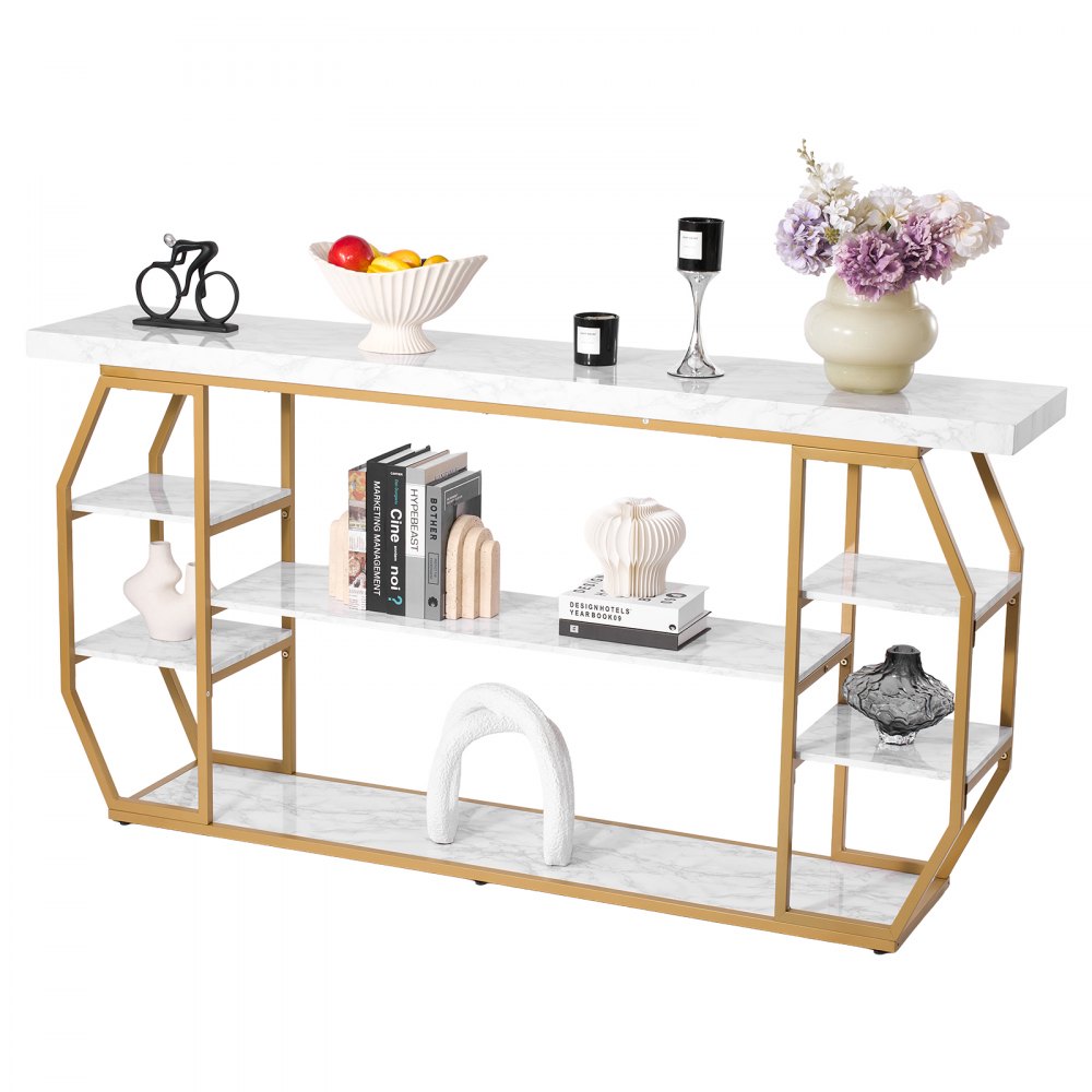 VEVOR Konsolentisch aus Marmor, moderner 3-stufiger Flurtisch (180 x 35 x 91 cm) für offene Aufbewahrung