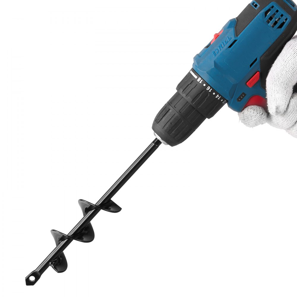 VEVOR Erdbohrer für Bohrmaschine, Ø 4 x 22 cm Pfahlbohrer, für 3/8-Zoll-Sechskant-Bohrer
