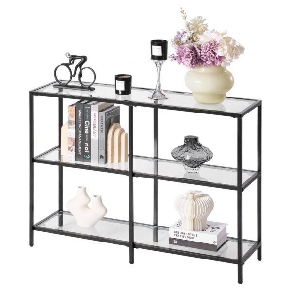 VEVOR 3-stufiger Konsolentisch moderner Flurtisch (100 x 30 x 72,9 cm) mit Platte aus gehärtetem Glas