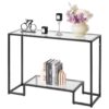 VEVOR 2-stufiger Konsolentisch moderner rechteckiger Flurtisch (107 x 35,4 x 75,5 cm) mit Platte