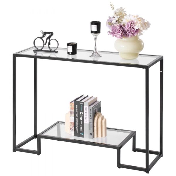 VEVOR 2-stufiger Konsolentisch moderner rechteckiger Flurtisch (107 x 35,4 x 75,5 cm) mit Platte