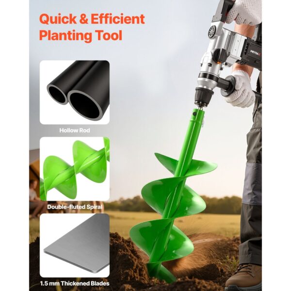 VEVOR Erdbohrer für Bohrmaschine, Ø 20x79 cm Gartenbohrer, Pfostenlochbohraufsätze für Gartenbaggerzäune – Bild 2
