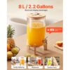 VEVOR Getränkespender (1 x 8 L) für Partys Saftspender (aus Glas) mit tropfsicherem Zapfhahn & Holzständer – Bild 2