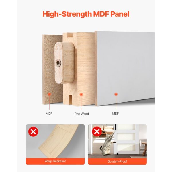 VEVOR Schiebetür im Scheunenstil Schiebetürsystem (914 x 2134 mm) aus hochfesten MDF-Platten & Milchglas – Bild 3 VEVOR Schiebetür im Scheunenstil Schiebetürsystem (914 x 2134 mm) aus hochfesten MDF-Platten & Milchglas – Bild 3