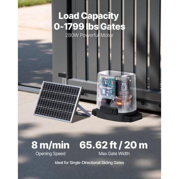 VEVOR Schiebetorantrieb, 280 W Solar Toröffner für Türen bis zu 20 m und 800 kg – Bild 2