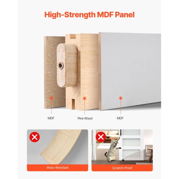 VEVOR Schiebetür im Scheunenstil Schiebetürsystem (1067 x 2134 mm) aus hochfesten MDF-Platten & Milchglas – Bild 3