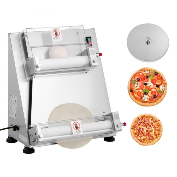 VEVOR elektrische Pizzateigpresse 355,6 mm Gebäck-Pressplatte, Brotpresse 390 W aus Edelstahl, 260 Stk./h