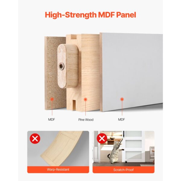 VEVOR Schiebetür im Scheunenstil Schiebetürsystem (762 x 2134 mm) aus hochfesten MDF-Platten & Milchglas – Bild 3