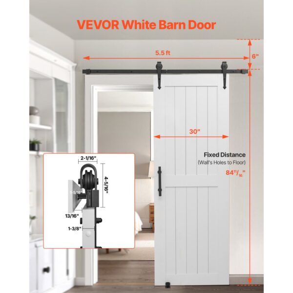 VEVOR Schiebetür im Scheunenstil Schiebetürsystem (762 x 2134 mm) aus hochfesten MDF-Platten – Bild 2