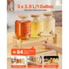 VEVOR Getränkespender (3 x 3,8 L) für Partys Saftspender (aus Glas) mit tropfsicherem Zapfhahn & Holzständer – Bild 2
