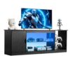 VEVOR TV-Ständer für Fernseher bis zu 65 Zoll, TV Tisch mit Lichtleiste, Schwarz