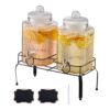 VEVOR Getränkespender (2 x 5,5 L) für Partys Saftspender (aus Glas) mit tropfsicherem Zapfhahn & Metallständer