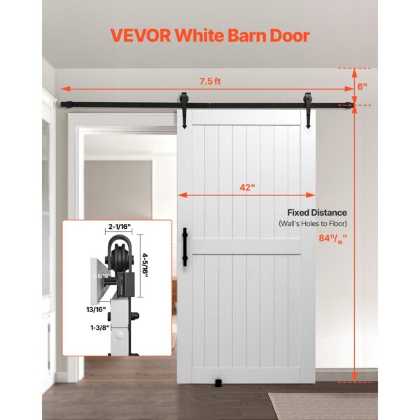 VEVOR Schiebetür im Scheunenstil Schiebetürsystem (1067 x 2134 mm) aus hochfesten MDF-Platten – Bild 2
