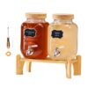 VEVOR Getränkespender (2 x 3,8 L) für Partys Saftspender (aus Glas) mit tropfsicherem Zapfhahn & Holzständer