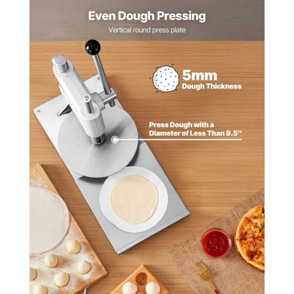 VEVOR manuelle Pizzateigpresse 241,3 mm Gebäck-Pressplatte, Brotpresse aus Edelstahl, Pizza-Teigrolle – Bild 4 VEVOR manuelle Pizzateigpresse 241,3 mm Gebäck-Pressplatte, Brotpresse aus Edelstahl, Pizza-Teigrolle – Bild 4
