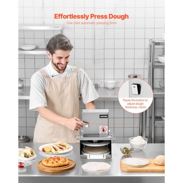 VEVOR elektrische Pizzateigpresse mit 15,24 cm Gebäck-Pressplatte, Brotpresse aus Edelstahl, Pizza-Teigrolle – Bild 3 VEVOR elektrische Pizzateigpresse mit 15,24 cm Gebäck-Pressplatte, Brotpresse aus Edelstahl, Pizza-Teigrolle – Bild 3