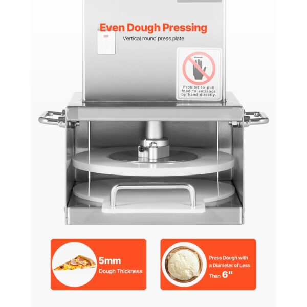 VEVOR elektrische Pizzateigpresse mit 15,24 cm Gebäck-Pressplatte, Brotpresse aus Edelstahl, Pizza-Teigrolle – Bild 4 VEVOR elektrische Pizzateigpresse mit 15,24 cm Gebäck-Pressplatte, Brotpresse aus Edelstahl, Pizza-Teigrolle – Bild 4