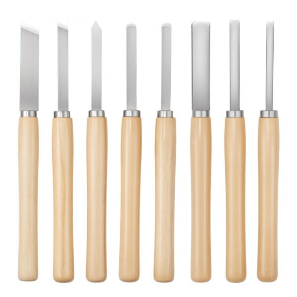VEVOR Drechseleisen-Set, 8-teilig, 2 Schrägmeißel, 1 Speerspitze, 1 Abstechmeißel