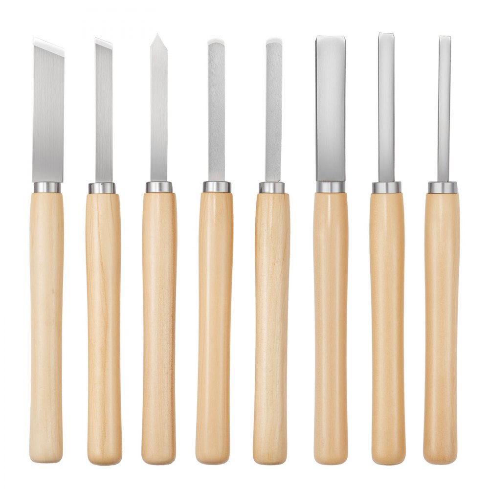 VEVOR Drechseleisen-Set, 8-teilig, 2 Schrägmeißel, 1 Speerspitze, 1 Abstechmeißel