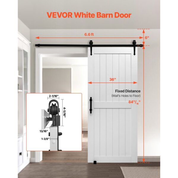 VEVOR Schiebetür im Scheunenstil Schiebetürsystem (914 x 2134 mm) aus hochfesten MDF-Platten – Bild 2