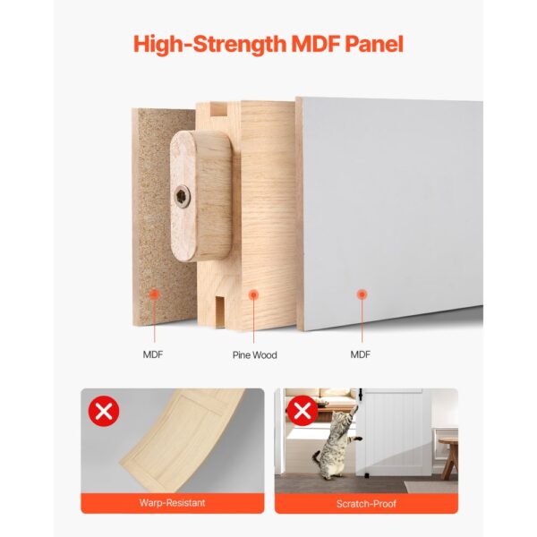 VEVOR Schiebetür im Scheunenstil Schiebetürsystem (914 x 2134 mm) aus hochfesten MDF-Platten – Bild 3