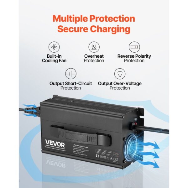 VEVOR 24 V 20 A Lithium-Batterieladegerät, 29,2 V, DC Ladespannung, 0-V-Aktivierung – Bild 5