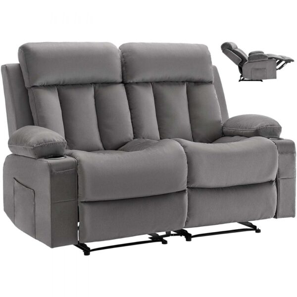 VEVOR Loveseat Relaxsessel elektrische Liegecouch mit Wärmefunktion & Massage, TV-Sessel für Wohnzimmer Grau