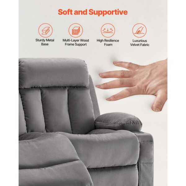 VEVOR Loveseat Relaxsessel elektrische Liegecouch mit Wärmefunktion & Massage, TV-Sessel für Wohnzimmer Grau – Bild 5