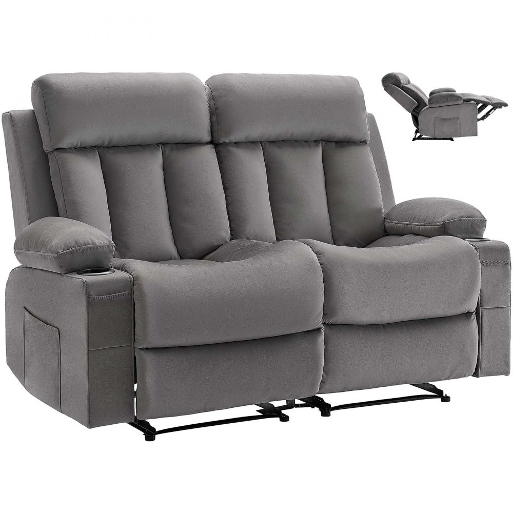 VEVOR Loveseat Relaxsessel elektrische Liegecouch mit Wärmefunktion & Massage, TV-Sessel für Wohnzimmer Grau