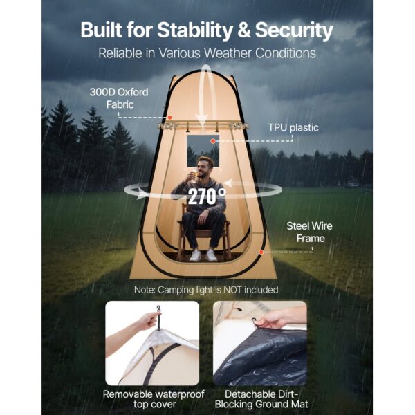 VEVOR Sportzelt, 1200 x 1200 x 1900 mm, Pop-up-Zelt für 1 Person, Campingunterstand für Veranstaltungen – Bild 3