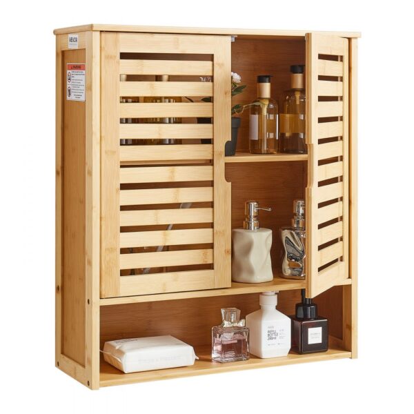 VEVOR Badezimmer Wandschrank Medizinschrank mit 2 Türen & verstellbaren Regalen, Toilette