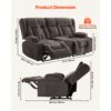 VEVOR Loveseat Relaxsessel elektrische Liegecouch mit Wärmefunktion & Massage, Sofa für Wohnzimmer Braun – Bild 3