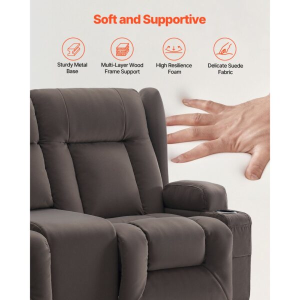 VEVOR Loveseat Relaxsessel elektrische Liegecouch mit Wärmefunktion & Massage, Sofa für Wohnzimmer Braun – Bild 5