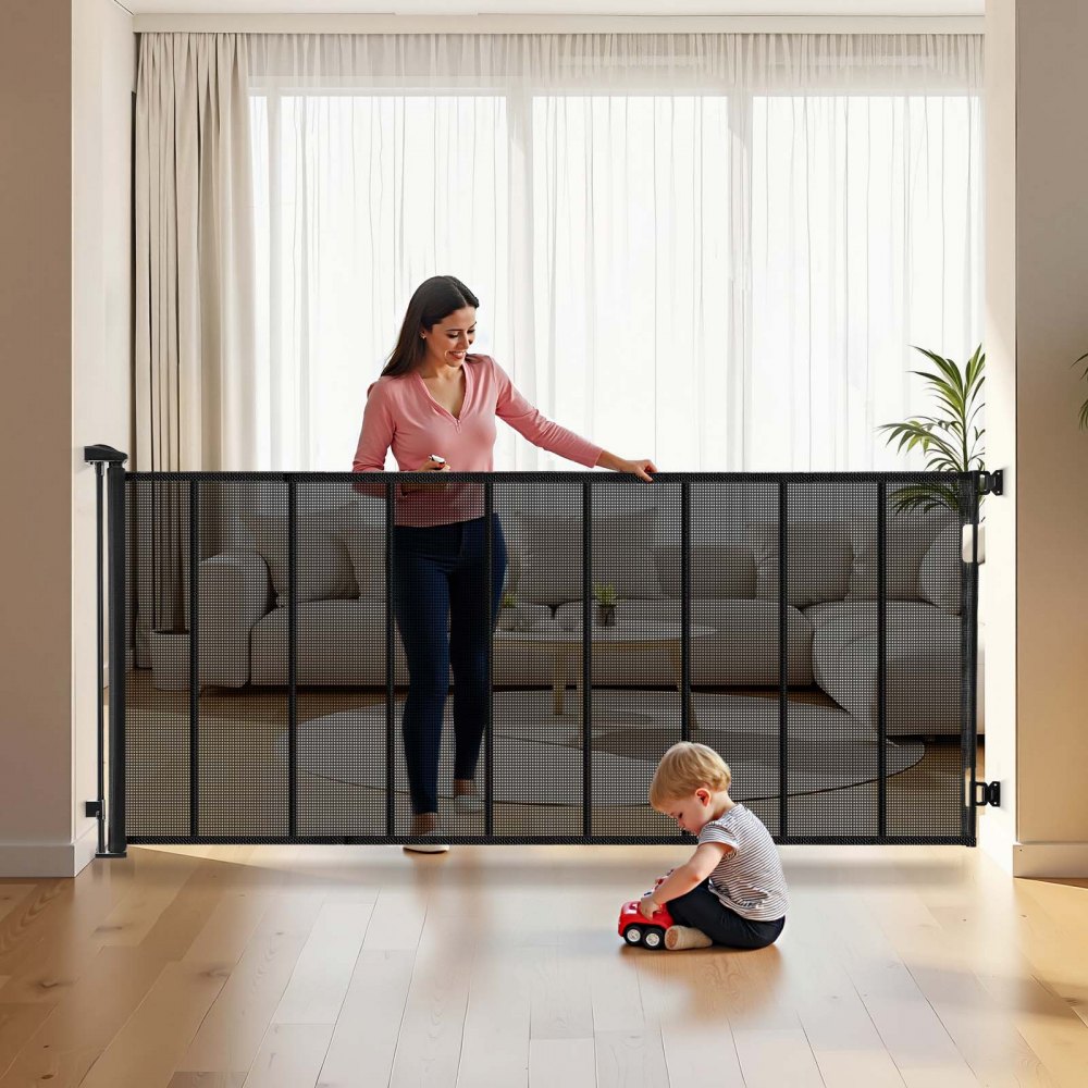 VEVOR einziehbares Babygitter Hundegitter ausziehbar auf 415 cm Breite / 99 cm Höhe