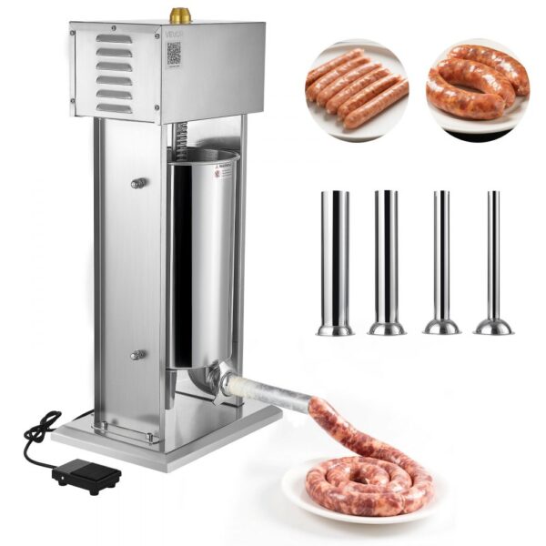 VEVOR elektrischer Wurstfüller 15 L Wurstfüllmaschine Fleischfüller mit stufenloser Geschwindigkeitsregelung VEVOR elektrischer Wurstfüller 15 L Wurstfüllmaschine Fleischfüller mit stufenloser Geschwindigkeitsregelung