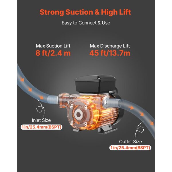 VEVOR Kraftstoff-Transferpumpe, 230 V AC, 60 l/min, 2 Schläuchen, 13,7 m Förderhöhe – Bild 3