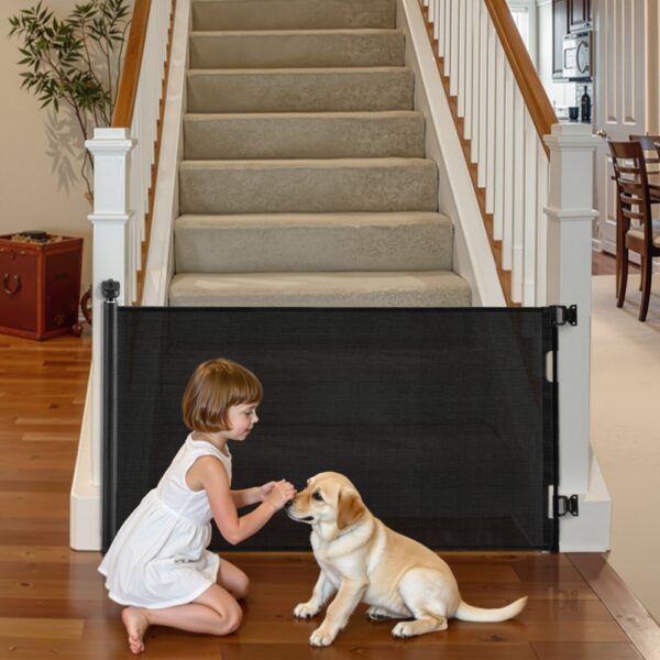 VEVOR Einziehbares Babygitter Hundegitter ausziehbar auf 143 cm (B) / 795 mm (H), Schwarz