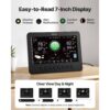 VEVOR 7-in-1 WLAN-Wetterstation, 7-Zoll-TFT-Display, solarbetriebener Außensensor – Bild 4