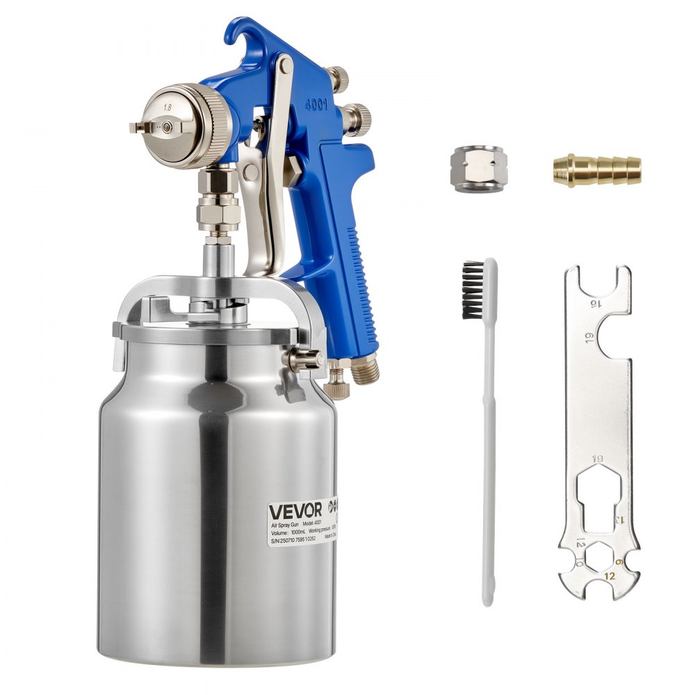 VEVOR Siphon-Lackierpistole, Spritzpistole mit hoher Zerstäubung, 1000-ccm-Farbsprüh-Set mit 1,8-mm-Düse