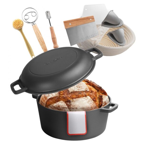 VEVOR Dutch Oven aus Gusseisen, 2 in 1 Schmortopf mit Bratpfannendeckel VEVOR Dutch Oven aus Gusseisen, 2 in 1 Schmortopf mit Bratpfannendeckel