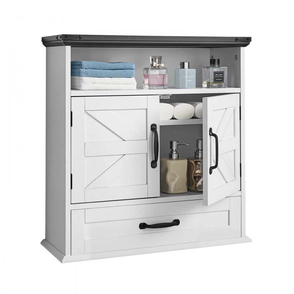 VEVOR Badezimmer Wandschrank Medizinschrank mit 2 Türen & verstellbaren Regalen, Toilette