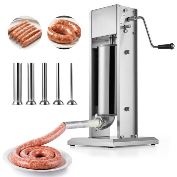 VEVOR manueller Wurstfüller 5 L vertikale Wurstfüllmaschine Fleischfüller mit 2 Geschwindigkeiten