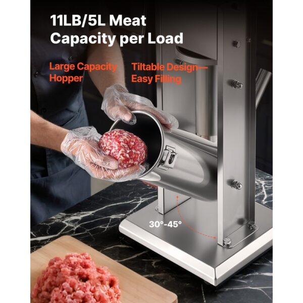 VEVOR manueller Wurstfüller 5 L vertikale Wurstfüllmaschine Fleischfüller mit 2 Geschwindigkeiten – Bild 4