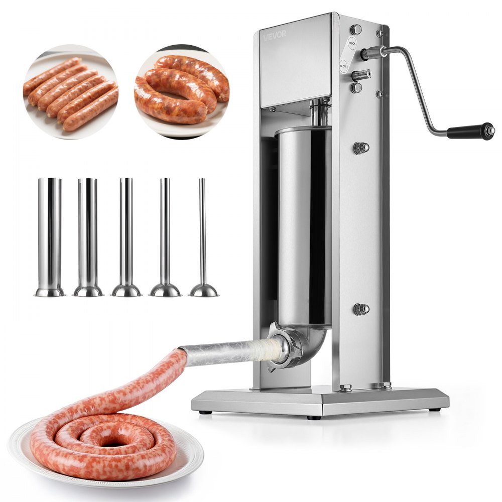 VEVOR manueller Wurstfüller 5 L vertikale Wurstfüllmaschine Fleischfüller mit 2 Geschwindigkeiten