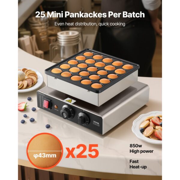 VEVOR Mini Pfannkuchenmaker Dutch Muffin Waffeleisen mit 43 mm Durchmesser – Bild 2 VEVOR Mini Pfannkuchenmaker Dutch Muffin Waffeleisen mit 43 mm Durchmesser – Bild 2