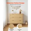VEVOR Rattankommode Aufbewahrungsschrank mit 3 Schubladen & Metallgriffen & Holzbeinen – Bild 4