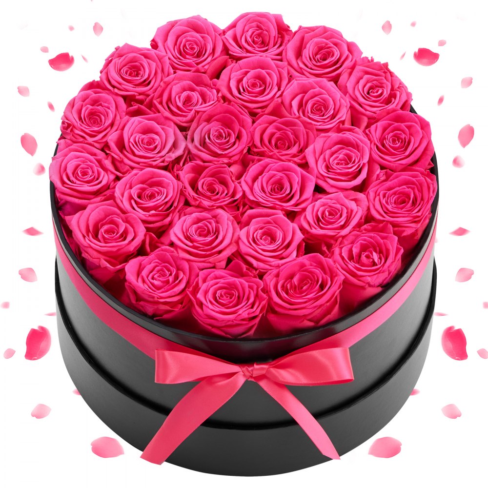VEVOR 27 Stk. Ewige Rosen in runder Box, konservierter Blumenstrauß, Blumen Geschenkbox für ihre Frau